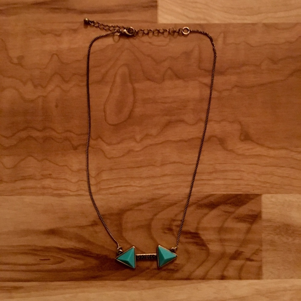 Gold and turquoise arrow necklace